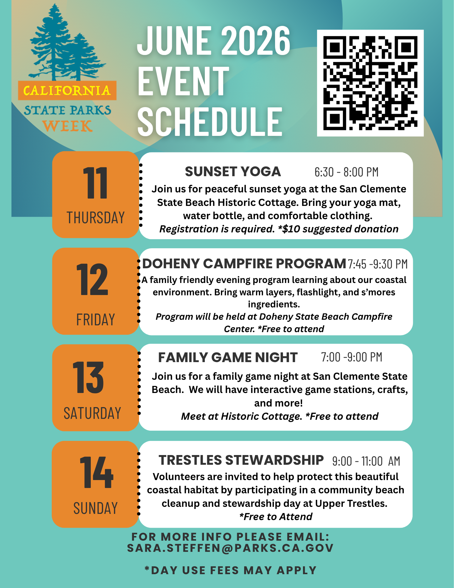San Clemente San Onofre and Doheny event flyer for California State Parks Week 2026